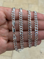 5.2mm Solid 925 Sterling Silver Italian Chain Necklace, Solid Miami Cuban Curb Link Chain, Necklace Chain, Gift For Him, Cuban Link Necklace