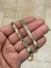 5.50mm Herringbone Chain, 925 Sterling Silver Necklace Over 14K Yellow Gold Vermeil  16'' 18'' 20'' 22'' 24', Italy Made, Plux, Gift for Her