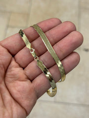 5.50mm Herringbone Chain, 925 Sterling Silver Necklace Over 14K Yellow Gold Vermeil  16'' 18'' 20'' 22'' 24', Italy Made, Plux, Gift for Her