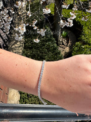 6.71 Carat Natural Diamond 14K Solid White Gold Tennis Bracelet | Classic Tennis Bracelet| G/H Color | 7'' Inch