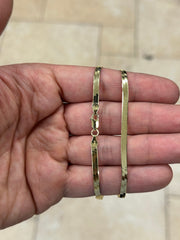 925 Solid Sterling Silver 14k Yellow Gold High Polish Herringbone Necklace Chain 16'' 18'' 20" 22'' 24'' 30''  3.50mm Layering Chain