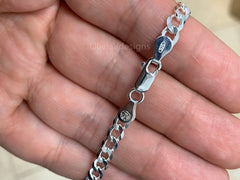 925 Solid Sterling Silver Flat Cuban Curb 5.2mm Cuban Chain Necklace - 16'' 18'' 20'' 22'' 24'' 30'' - PLUX - Italy