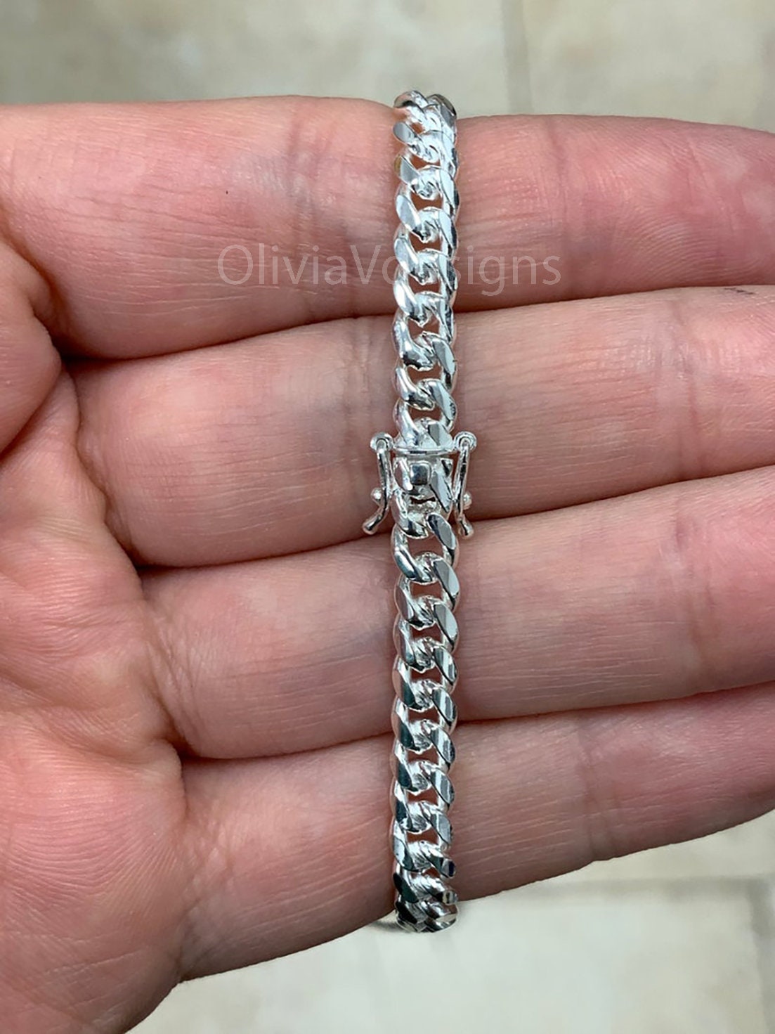 925 Solid Sterling Silver Miami Cuban 5mm Men Boyfriend Father Dad Gift -  Heavy Chain - 7'' 7.5'' 8'' 8.5'' 20'' 22'' 24'' 26'' 30''