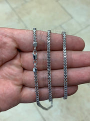 925 Solid Sterling Silver Rhodium Plated Square Box Franco Chain 2.5mm ,Best Selling, Sale, Gift,  18'' 20'' 22'' 24'' 26'' 28'' 30'', New
