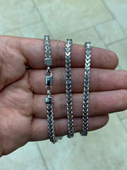 925 Solid Sterling Silver Rhodium Plated Square Box Franco Chain 3.50mm 20'' 22'' 24'' 26'' 28'' 30'' / Lowest Price / High Quality / Gift