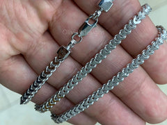 925 Solid Sterling Silver Rhodium Plated Square Box Franco Chain 3.50mm 20'' 22'' 24'' 26'' 28'' 30'' / Lowest Price / High Quality / Gift