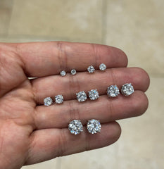 925 Sterling Silver 0.25-4.00 ct. T.W. Round-Cut Created Diamond Stud Earrings Solitaire, Screw Back Posts