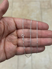 925 Sterling Silver 1.00mm Box Chain, Diamond Cut, Italian Finished Necklace 16'' 18'' 20'' 22'' 24'' 30''