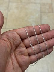 925 Sterling Silver 1.00mm Box Chain, Diamond Cut, Italian Finished Necklace 16'' 18'' 20'' 22'' 24'' 30''