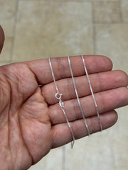 925 Sterling Silver 1.00mm Box Chain, Diamond Cut, Italian Finished Necklace 16'' 18'' 20'' 22'' 24'' 30''