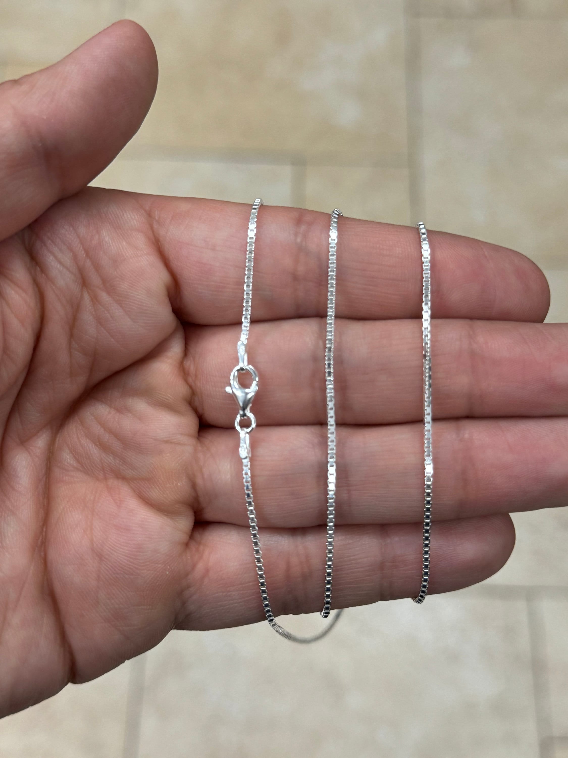 925 Sterling Silver 1.30mm Box Chain, Diamond Cut, Italian Finished Necklace 16'' 18'' 20'' 22'' 24'' 30''