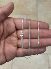 925 Sterling Silver 1.30mm Box Chain, Diamond Cut, Italian Finished Necklace 16'' 18'' 20'' 22'' 24'' 30''