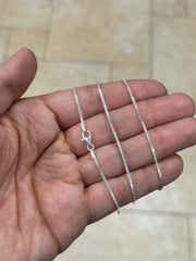 925 Sterling Silver 1.30mm Box Chain, Diamond Cut, Italian Finished Necklace 16'' 18'' 20'' 22'' 24'' 30''