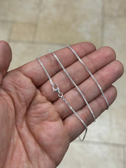 925 Sterling Silver 1.30mm Box Chain, Diamond Cut, Italian Finished Necklace 16'' 18'' 20'' 22'' 24'' 30''