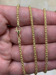925 Sterling Silver 14K Gold Vermeil  Popcorn Chain, Coreana 2.5mm chain, Sterling Silver Chain, 925 Chain, Italian Silver, Made In Italy