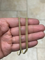 925 Sterling Silver 14K Yellow Gold Plated 3.5mm 5mm Oval Popcorn Chain, Coreana chain, Sterling Silver Chain, 925 Chain, Made In Italy