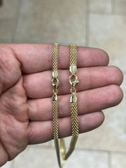 925 Sterling Silver 14K Yellow Gold Plated 3.5mm 5mm Oval Popcorn Chain, Coreana chain, Sterling Silver Chain, 925 Chain, Made In Italy