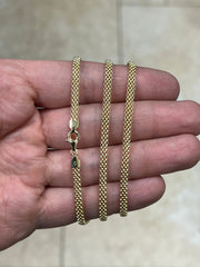 925 Sterling Silver 14K Yellow Gold Plated 3.5mm Oval Popcorn Chain, Coreana chain, Sterling Silver Chain, 925 Chain, Made In Italy