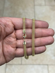 925 Sterling Silver 14K Yellow Gold Plated 5mm Oval Popcorn Chain, Coreana chain, Sterling Silver Chain, 925 Chain, Made In Italy