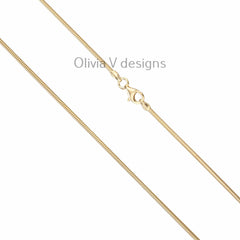 925 Sterling Silver 14K Yellow Gold Plated Round Snake Chain necklaces 1.6mm -  All Lengths - Round Snake