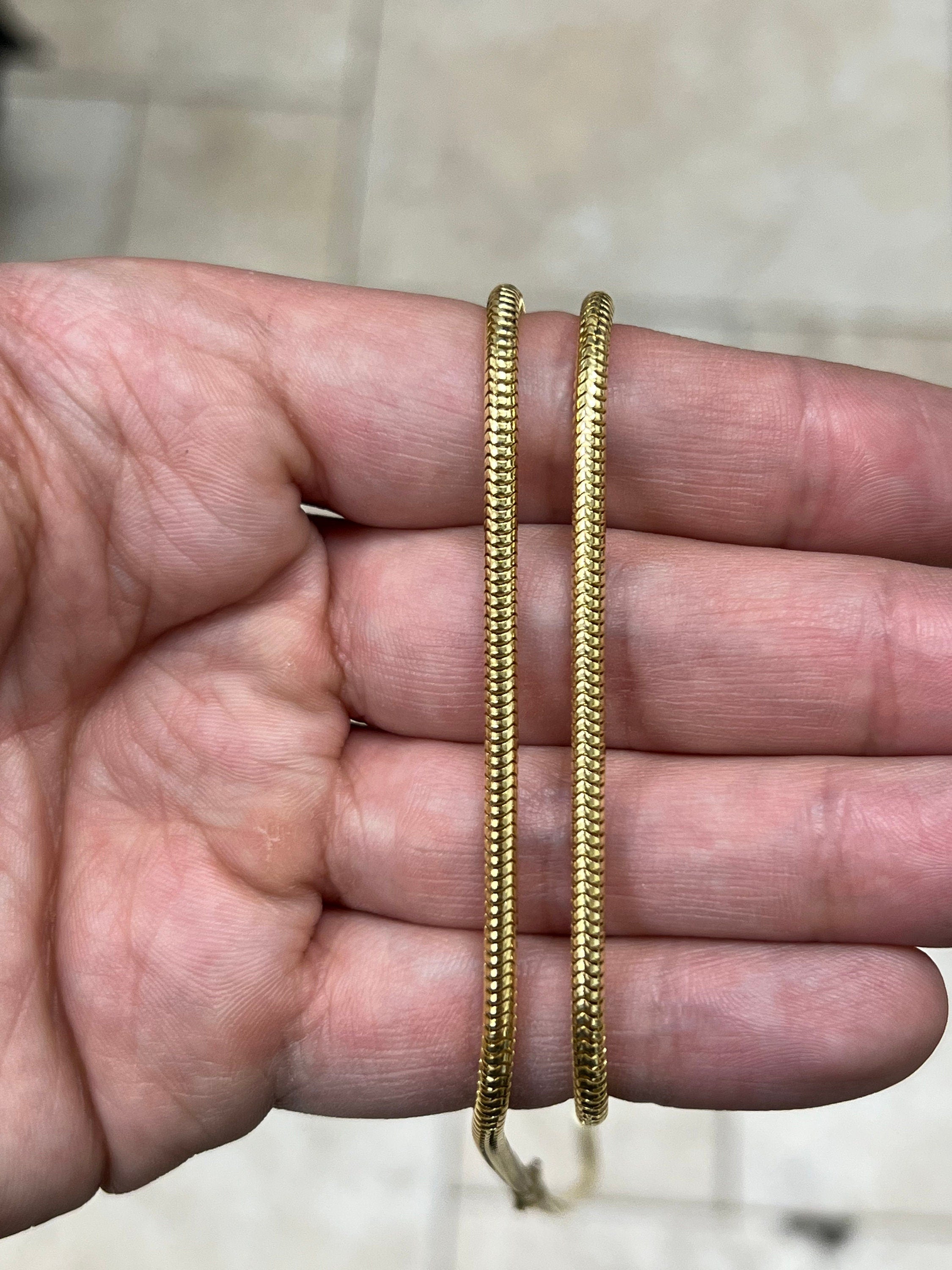 925 Sterling Silver 14K Yellow Gold Plated Round Snake Chain necklaces 3mm-  All Lengths - Round Snake
