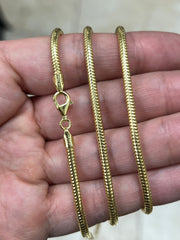 925 Sterling Silver 14K Yellow Gold Plated Round Snake Chain necklaces 3mm-  All Lengths - Round Snake