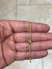925 Sterling Silver 14K Yellow Gold Plated Sparkle Glitter Margarita Twisted Rock Chain 1.5mm Necklace, 925 Sterling Silver, Diamond Cut