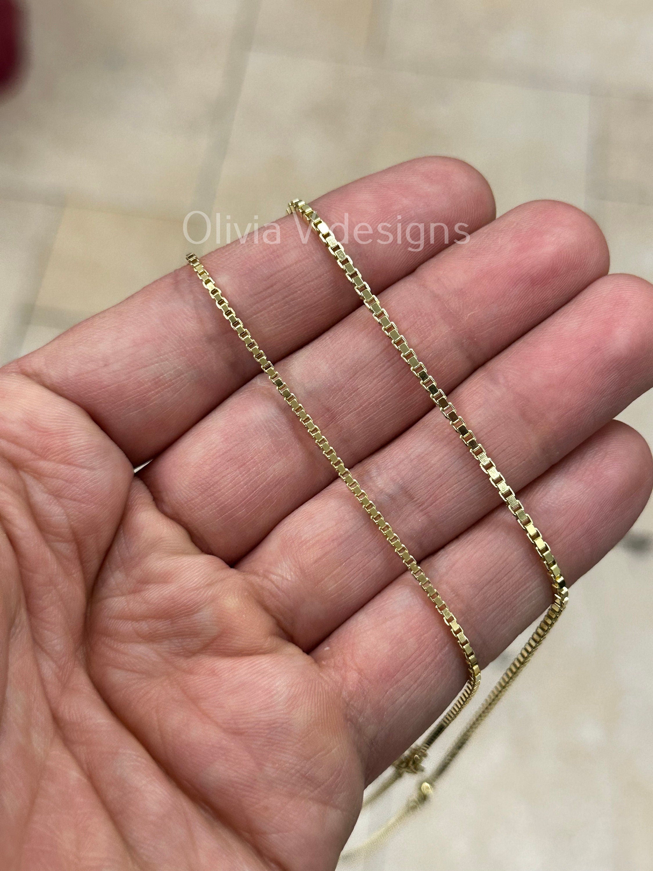 925 Sterling Silver 14k Gold Box Chain 1.5mm 1.8mm, Sterling Silver Chain, .925 Sterling Silver, Made In Italy, 16'' Through 30''