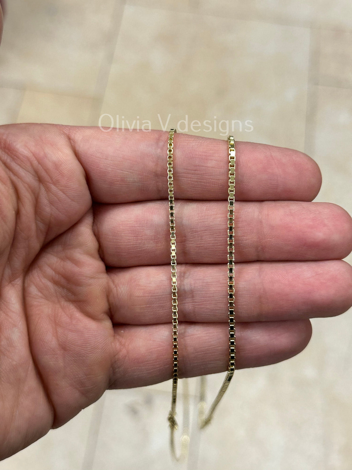 925 Sterling Silver 14k Gold Box Chain 1.5mm 1.8mm, Sterling Silver Chain, .925 Sterling Silver, Made In Italy, 16'' Through 30''