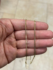 925 Sterling Silver 14k Gold Box Chain 1.5mm 1.8mm, Sterling Silver Chain, .925 Sterling Silver, Made In Italy, 16'' Through 30''