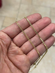 925 Sterling Silver 14k Gold Box Chain 1.5mm 1.8mm, Sterling Silver Chain, .925 Sterling Silver, Made In Italy, 16'' Through 30''