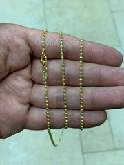 925 Sterling Silver 14k Gold Moon Cut Ball Bead Chain 2mm Necklace  16''-30''  - Genuine 925 - Solid 925 - Made In Italy