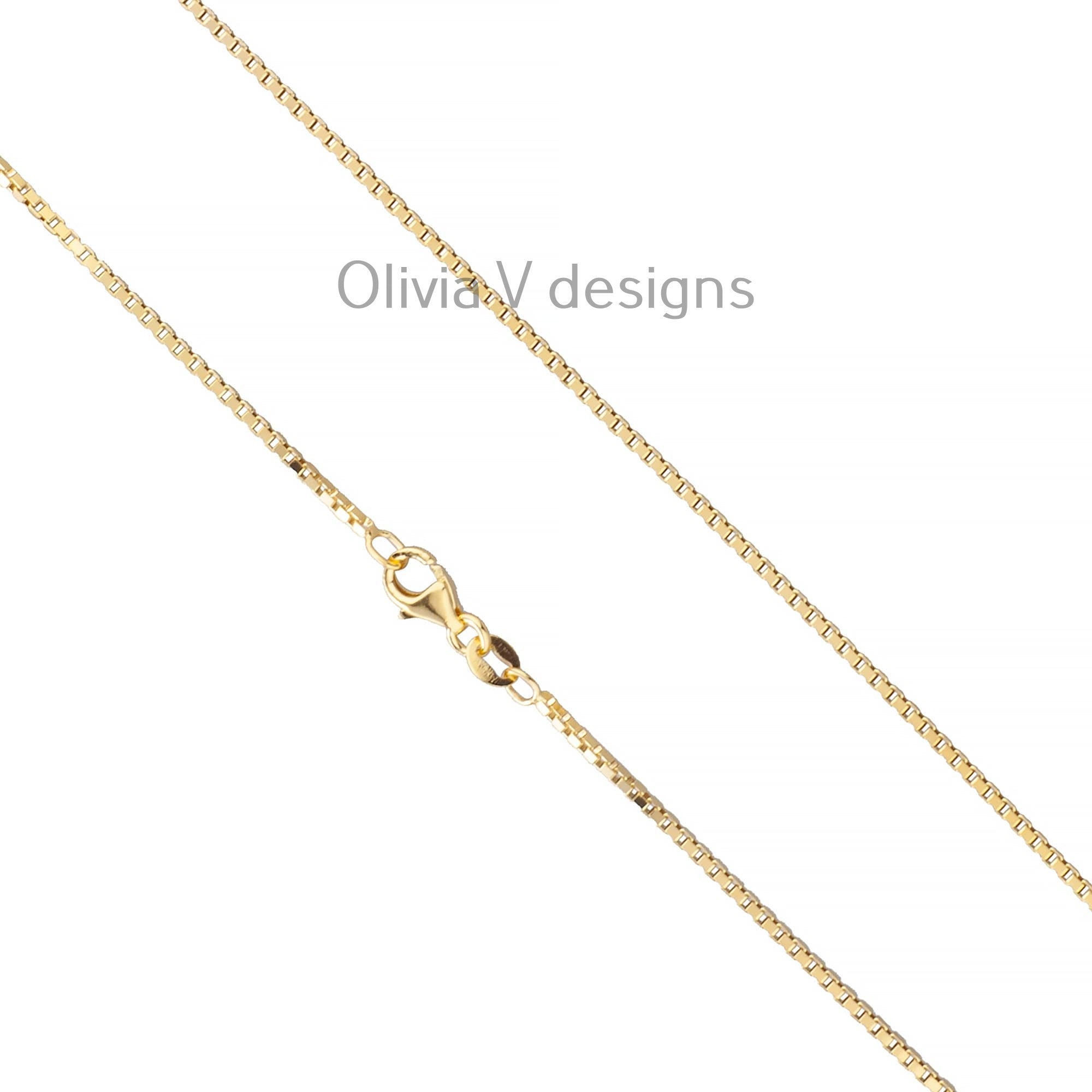 925 Sterling Silver 14k Gold Plated Box Chain 1.50mm, Sterling Silver Chain, .925 Sterling Silver, Finished Necklace, 16'' Through 30''