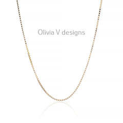 925 Sterling Silver 14k Gold Plated Box Chain 1.50mm, Sterling Silver Chain, .925 Sterling Silver, Finished Necklace, 16'' Through 30''