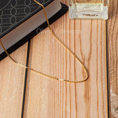 925 Sterling Silver 14k Gold Plated Box Chain 1.50mm, Sterling Silver Chain, .925 Sterling Silver, Finished Necklace, 16'' Through 30''