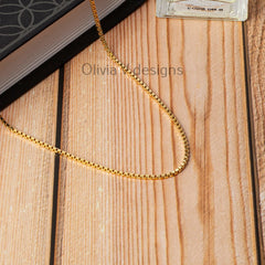 925 Sterling Silver 14k Gold Plated Box Chain 1.80mm, Sterling Silver Chain, .925 Sterling Silver, Finished Necklace, 16'' Through 30''