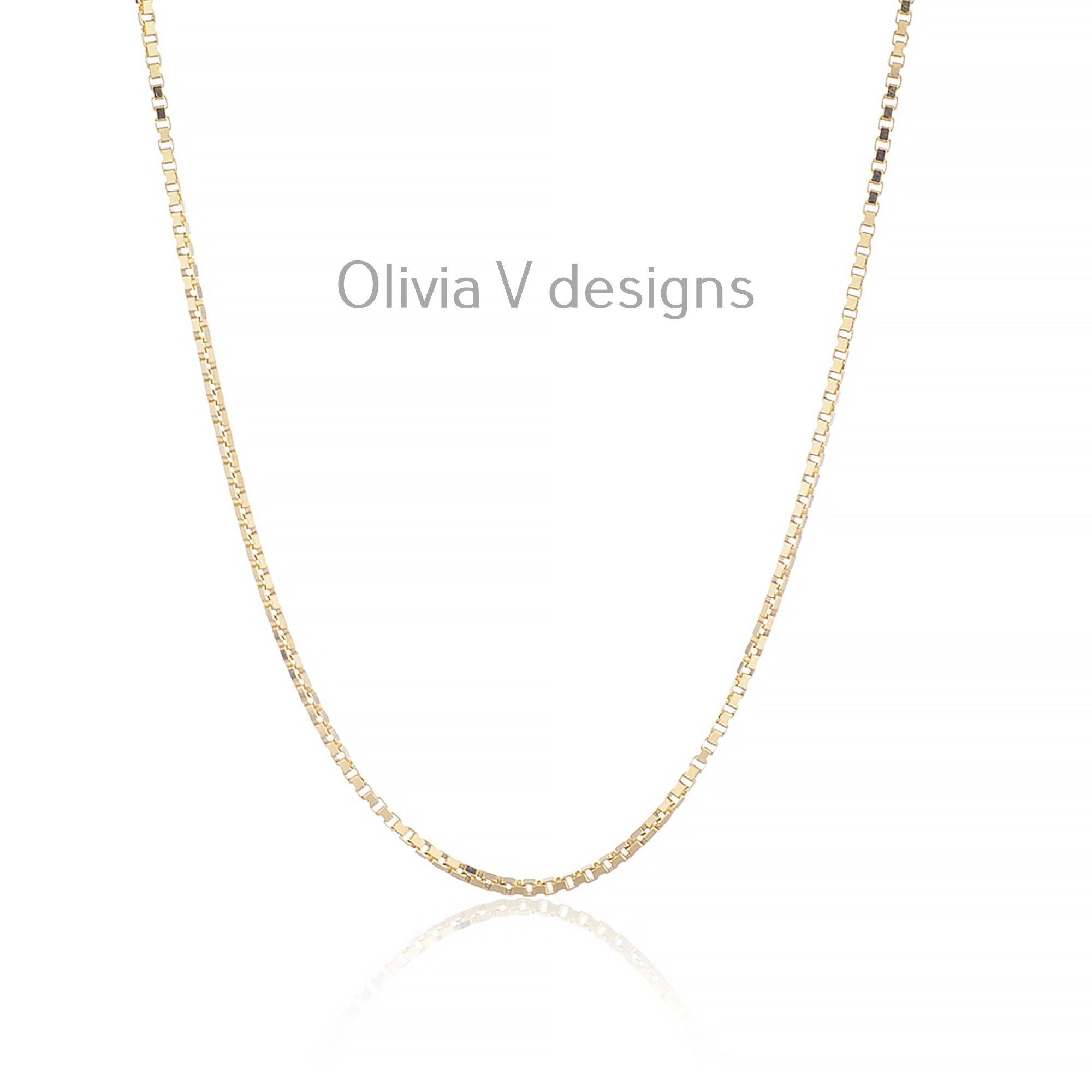 925 Sterling Silver 14k Gold Plated Box Chain 1.80mm, Sterling Silver Chain, .925 Sterling Silver, Finished Necklace, 16'' Through 30''
