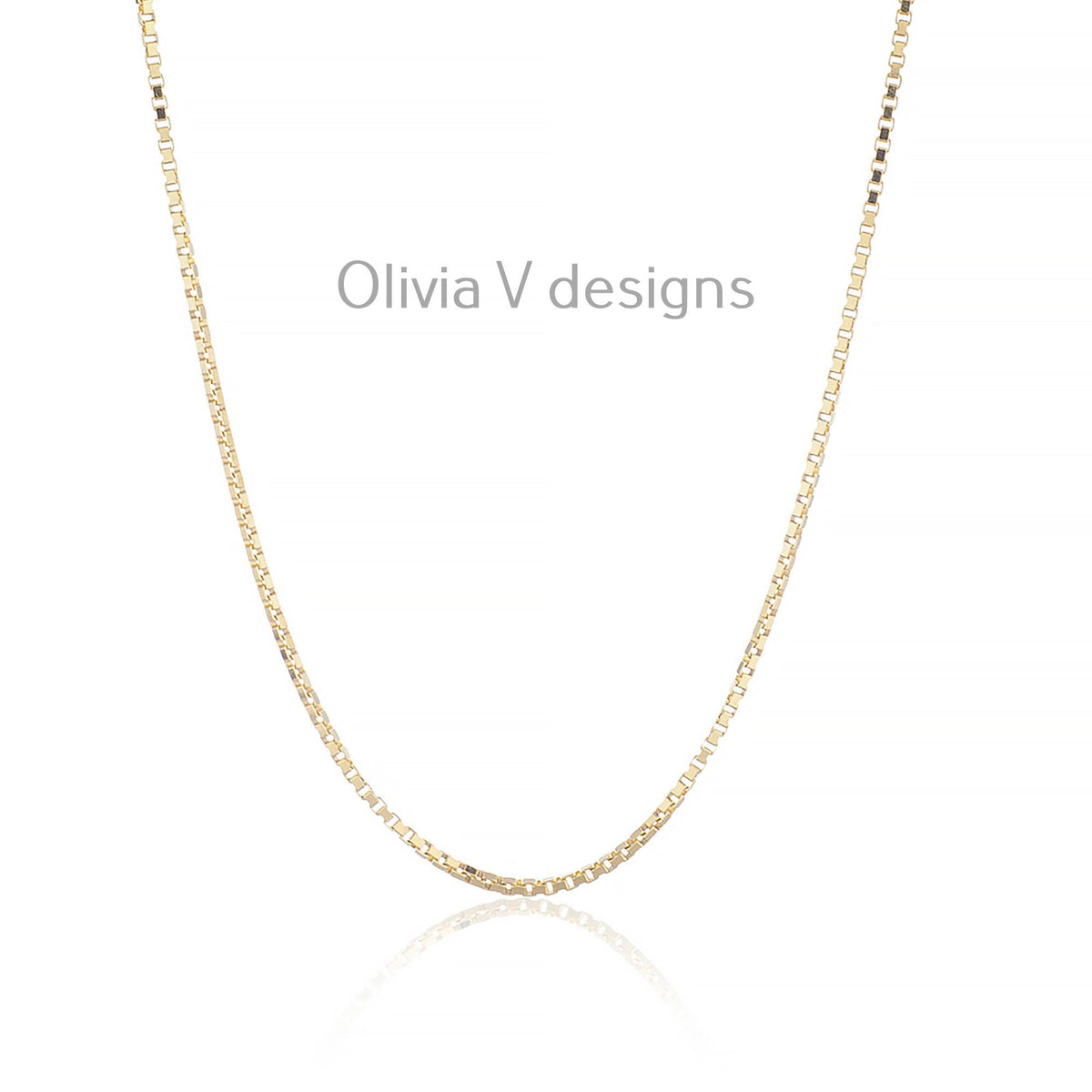 925 Sterling Silver 14k Gold Plated Box Chain 1.80mm, Sterling Silver Chain, .925 Sterling Silver, Finished Necklace, 16'' Through 30''