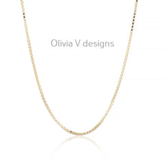 925 Sterling Silver 14k Gold Plated Box Chain 1.80mm, Sterling Silver Chain, .925 Sterling Silver, Finished Necklace, 16'' Through 30''