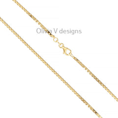 925 Sterling Silver 14k Gold Plated Box Chain 1.80mm, Sterling Silver Chain, .925 Sterling Silver, Finished Necklace, 16'' Through 30''