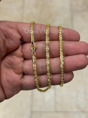 925 Sterling Silver 14k Gold Sparkle Glitter Margarita Twisted Rock Chain 3.5mm Necklace, Real 925 Sterling Silver, Diamond Cut, Sale, Italy