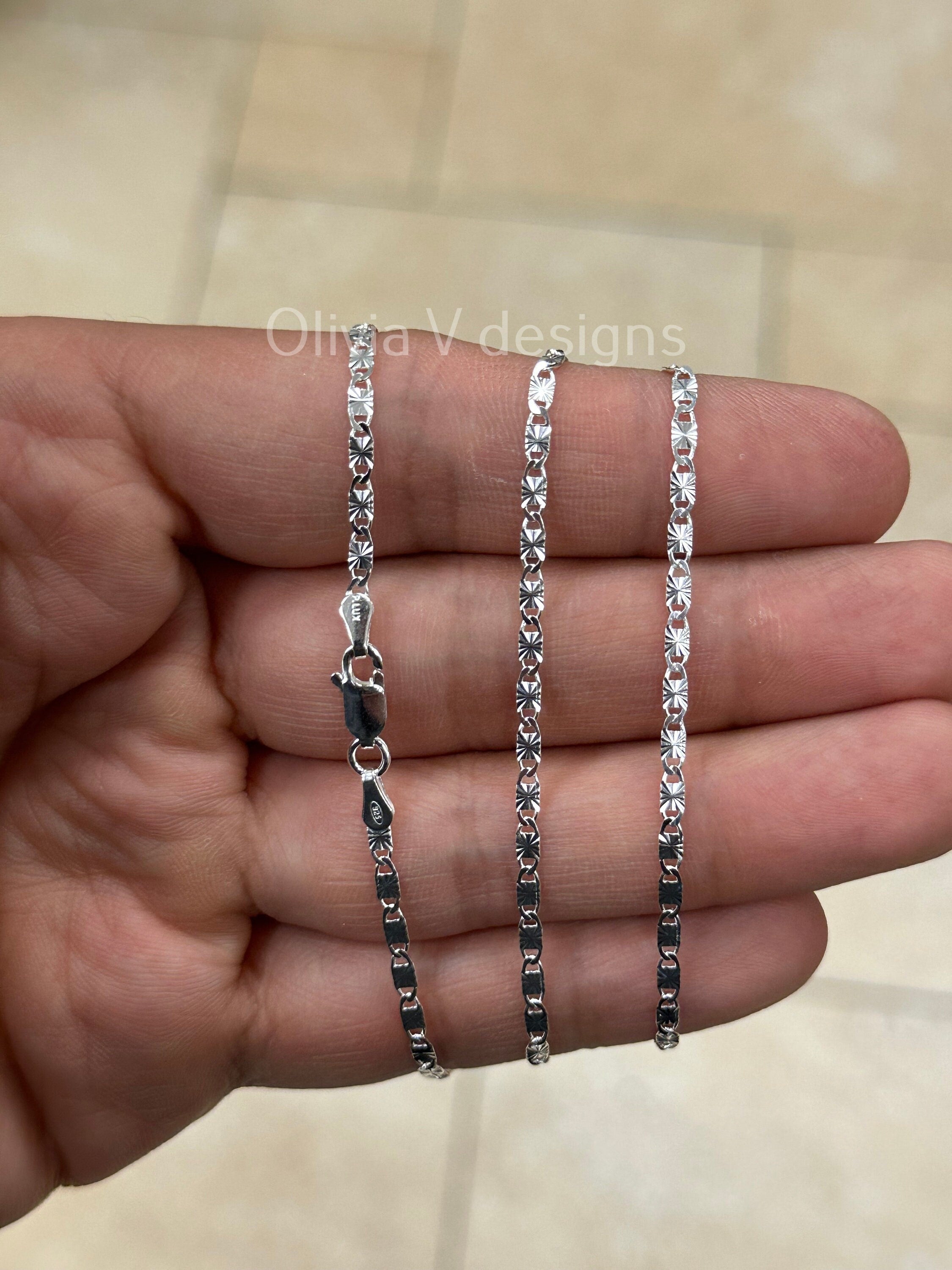 925 Sterling Silver 2.3mm Valentino Link Chain, Sterling Chain, 925, Genuine 925 Sterling Silver