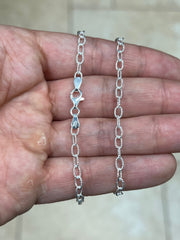 925 Sterling Silver 3.5mm Textured Filo Link Chain, Sterling Chain, 925, Made In Italy