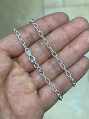 925 Sterling Silver 3.5mm Textured Filo Link Chain, Sterling Chain, 925, Made In Italy