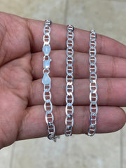 925 Sterling Silver 4.5mm Flat Mariner Link Anchor Chain Necklace Solid Silver, Italy, Men's Ladies, Marina Chain, Mariner