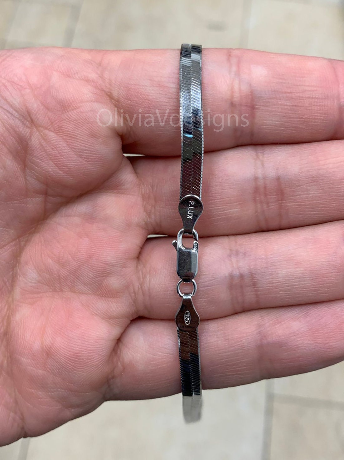 925 Sterling Silver 4.5mm Rhodium Herringbone Chain, 925 Sterling Silver Necklace Bracelet Or Anklet  , Italy , Gift for Her
