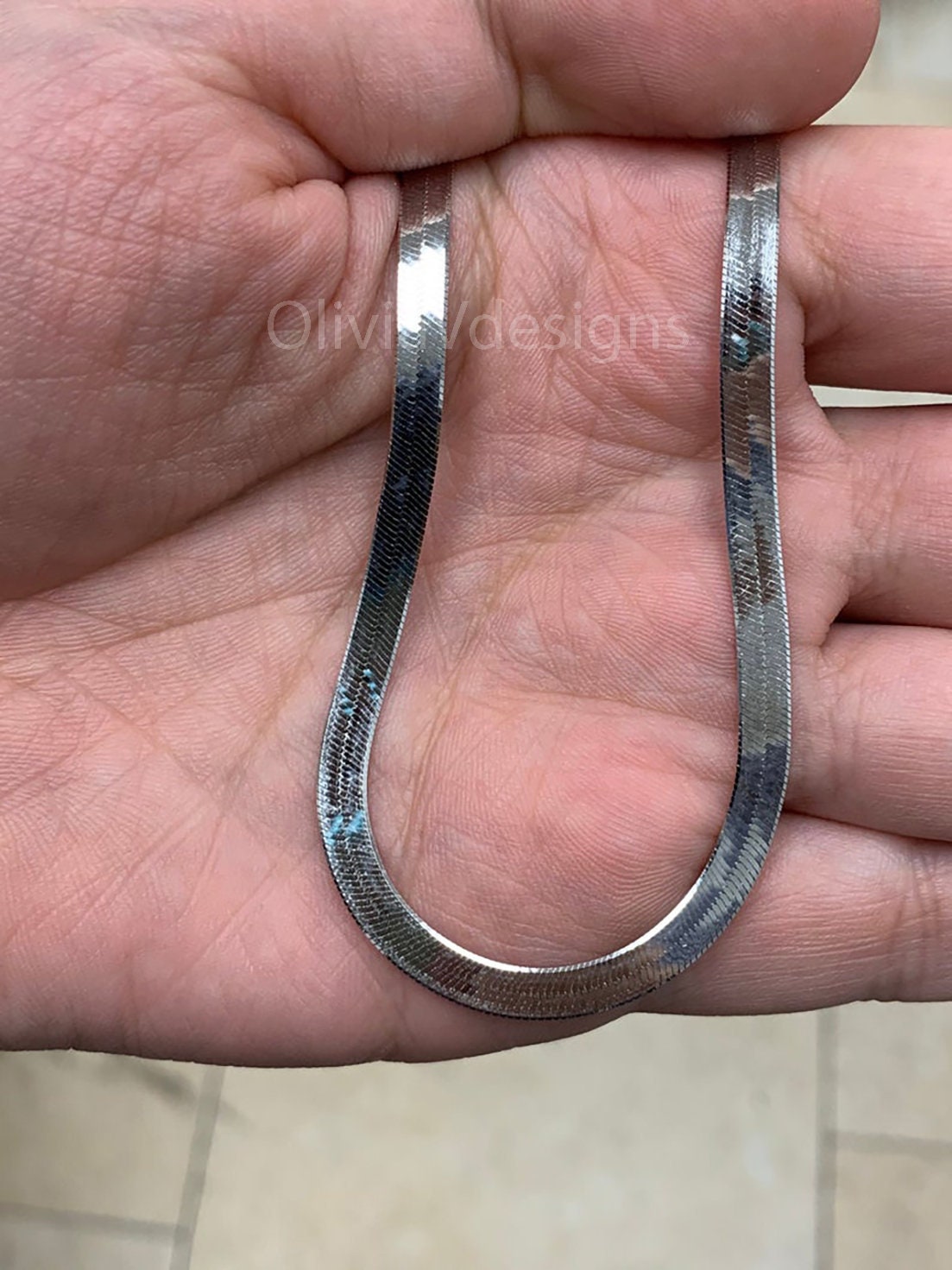 925 Sterling Silver 4.5mm Rhodium Herringbone Chain, 925 Sterling Silver Necklace Bracelet Or Anklet  , Italy , Gift for Her