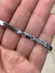 925 Sterling Silver 4.5mm Rhodium Herringbone Chain, 925 Sterling Silver Necklace Bracelet Or Anklet  , Italy , Gift for Her