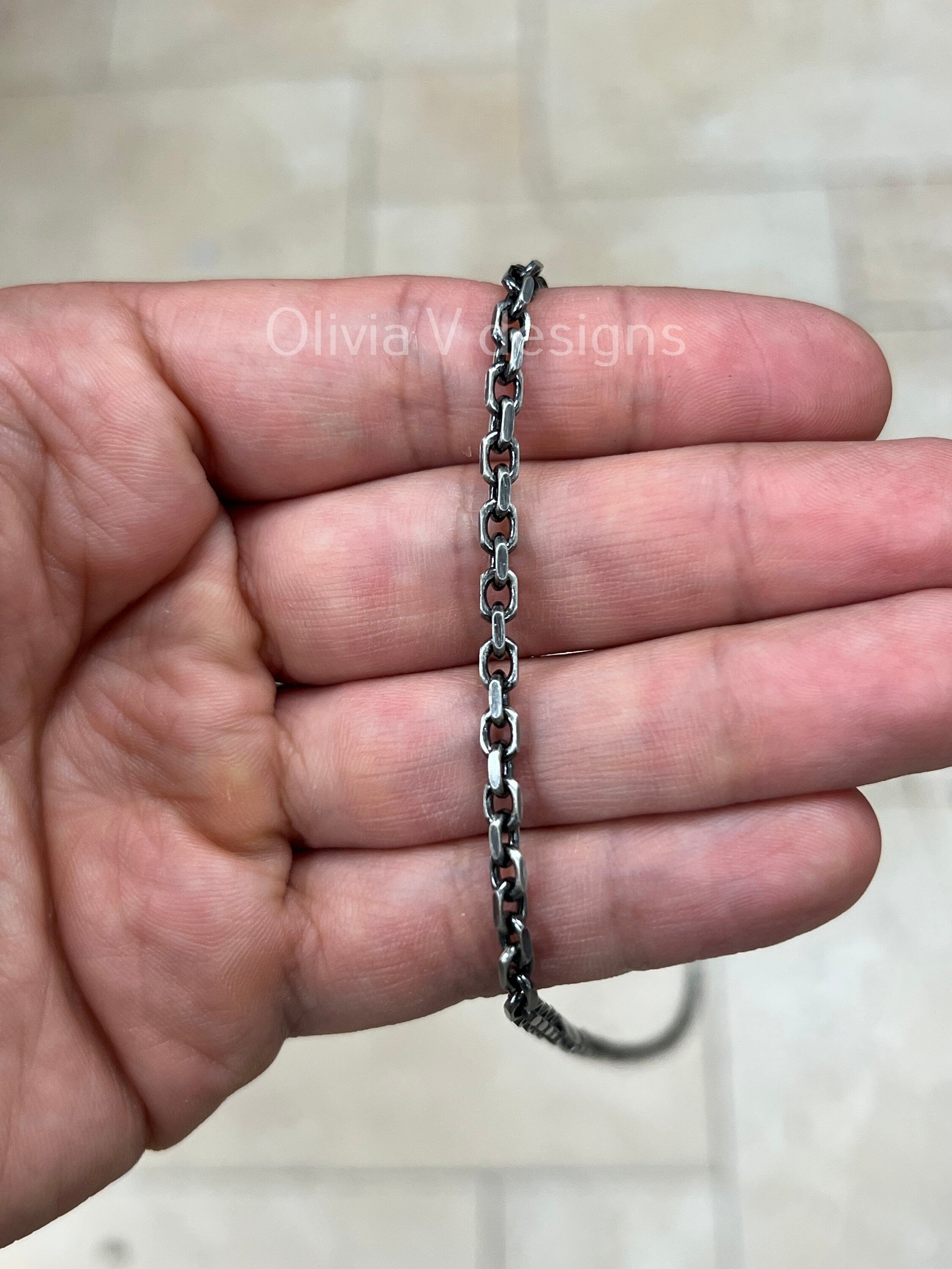 925 Sterling Silver Anchor Forzentina Link Necklace 3.5mm Oxidized Finish, Sterling Silver, Necklace, Men Women , Italian
