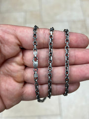925 Sterling Silver Anchor Forzentina Link Necklace 3.5mm Oxidized Finish, Sterling Silver, Necklace, Men Women , Italian